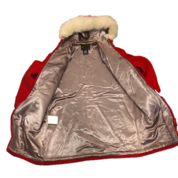 VTG Kelsey Trail Inuvik Red Virgin Wool Coat w Embroiderd Outer Shell Sz 19 / XL - Picture 5 of 13